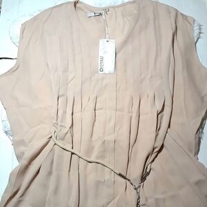 Miila Pleated Front Rope Cinch Cap Bat Wing Shirt